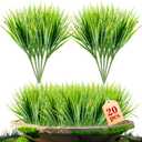 MAQIHAN 20 Artificial Grass Plant Outdoors - Faux Grass Fake Wheat Decor Artificial UV Resistant Outdoor Plants Plastic Outside Weed Planters Artificial Greenery for Porch Decorative