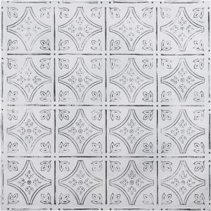 Tin Wall Tiles 24x24 Nail-Up, Stair Risers, Metal Ceiling Tiles, 5 Pack (Antique White)