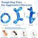 Furdog 3Pack Dog Toys for Aggressive Chewers Dog Chew Toy Tough Dog Toys to Keep Them Busy Bacon Flavor Teething Chew Toys & Dental Health for Large Medium Small Breeds (Blue)