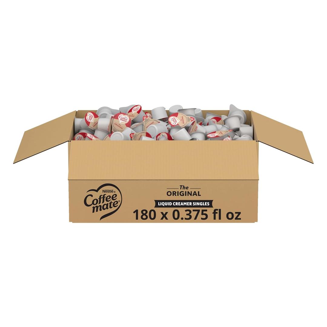 Nestle Coffee mate Coffee Creamer, Original, Liquid Creamer Singles, Non Dairy, No Refrigeration, 0.375 fl oz Tubs (Pack of 180), Best By: 05/01/25