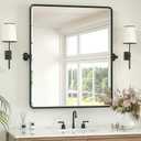 Keonjinn 30x36 Inch Black Povit Mirror for Bathroom, Tilt Mirror | Tenmpered Glass, Rectangle, Adjustable Bathroom Mirrors for Over Sink, Farmhouse, Metal Framed, Horizontal/Vertical Global Recycled Standard