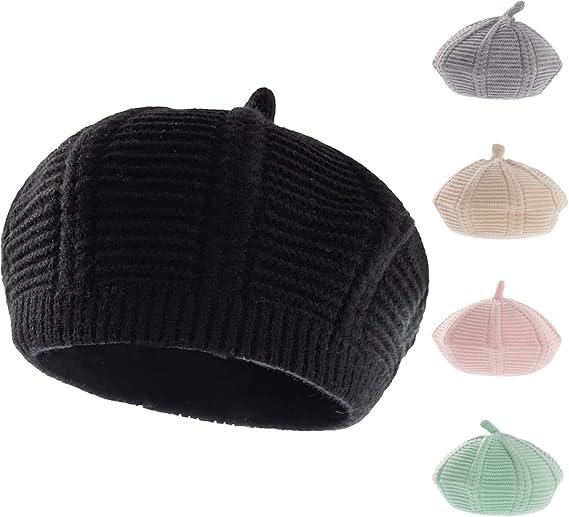 Baby Beret Hat Toddler Winter Knitted Beanie Cap Little Girls Stylish Warm Hat for 0~3 Years