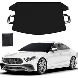 EcoNour Windshield Cover for Ice and Snow | Heavy Duty 600D Oxford Fabric | Windshield Protector for Cars, SUVs, Trucks | Secure Fit Waterproof Frost Cover | Winter Car Accessories | Medium (69"x42")