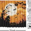 MEHOFOND Halloween Shower Curtain Orange Scary Ghost Forest Dead Tree Evil Pumpkin Bathroom Curtains Full Moon Night Bat Halloween Horror Weird Pumpkin Bathtub Decorative Waterproof Fabric 72x72 Inch