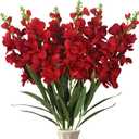 6PCS Long Stem Artificial Delphinium Flowers 35.43'' Hyacinth Artificial Flower Silk Flowers for Wedding Party Table Centerpieces Home Decor(Red)
