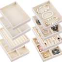 Kifmurase 8Pcs Mini Velvet Jewelry Drawer Organizer Trays, Stackable Jewelry Storage Inserts Set, Small Drawer Inserts Display Case for Earrings, Rings, Necklaces, Bracelets