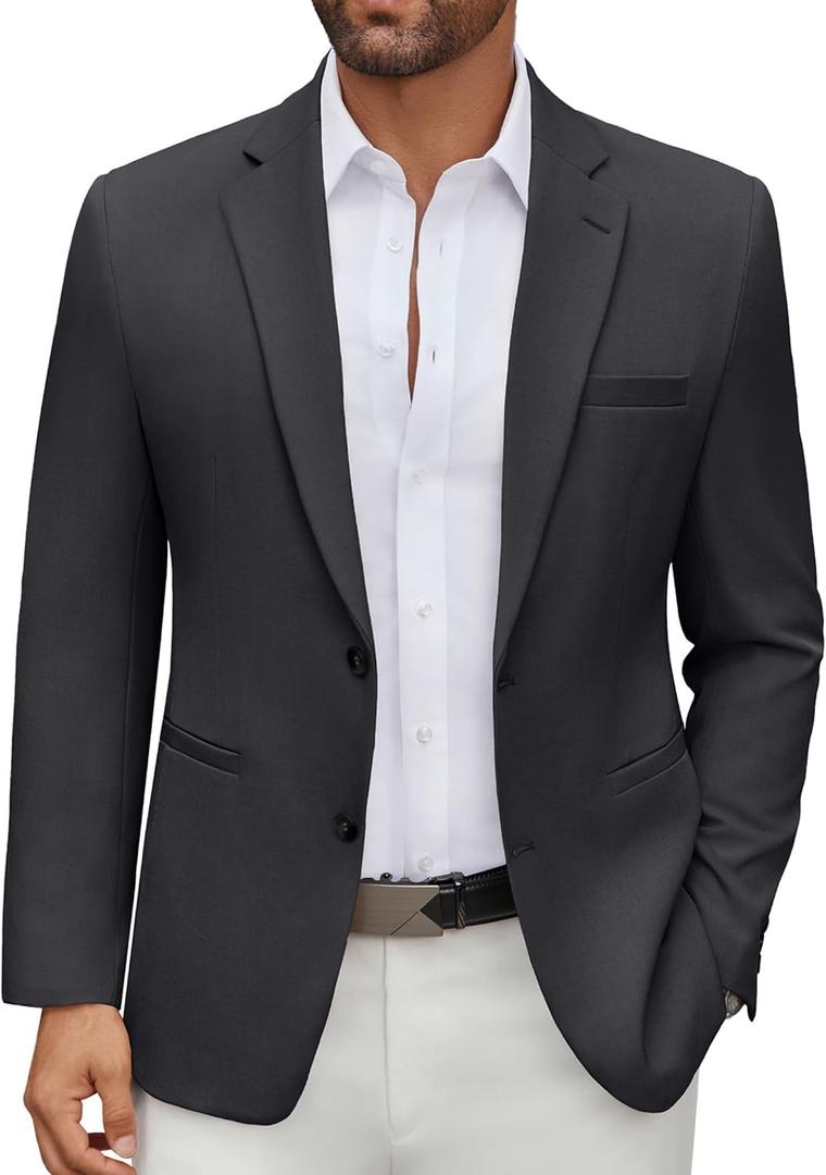 COOFANDY Men's Casual Blazer Regular Fit Lightweight Two Button Sport Coat Suit Jacket (Gray, XXXL)