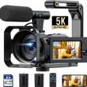 5k Video Camera Camcorder 56MP Dual Lens Cam Corder with WiFi IR Night Vision YouTube Camera,16X Digital Zoom Touch Screen Video Recorder with 64GB SD Card, Tripod, Remote Control, 2 Batteries