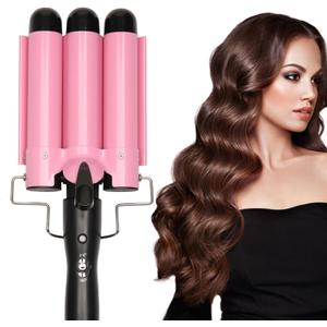 3 Barrel Curling Iron Jumbo 1.25 inch (32mm) Hair Curling Wand Crimper Instant Heating Adjustable Hair Curler with 2 Temperature Control