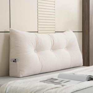 Large Bed Wedge Headboard Pillow Twin College Dorm Reading Pillow Triangular Lumbar Cushion Body Positioning for Daybed Bunk Bed, Twin-39x20x8in