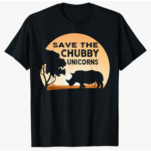 Save The Chubby Unicorns Fat Rhino Funny T-Shirt, Size M