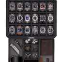 ROTHWELL 18-Slot Watch Case with Drawer – Luxury Watch Box for Men, Real Glass Top, Lockable, Display Case for Collections (Black/Grey)