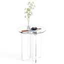 Klippehop Acrylic Small Coffee Table, Round Accent End Table, Minimalist Bedside Nightstand, Side Tables Living Room, Bedroom Office Indoor Home Decor, Transparent Brown