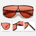 Oversized Aviator Sunglasses for Women, Retro Shield 70s Vintage | big round sun glasses trendy, fashion accessory, CL013