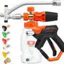 RIDGE WASHER Pressure Washer Gun Foam Cannon with Dual Connector Accessory, Double Tip Attachment for Foam Blaster, Stainless Steel Car Wash Foam Gun, 1/4" Quick Connect, 4000 PSI