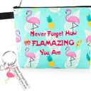 Paterr Flamingo Gifts for Women Flamingo Cosmetic Bag with Inspirational Keychain Zipper Makeup Bag Toiletry Pouches Organizer Motivational Gifts for Girls Women Nurse Teacher Coworker Staff