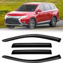 Rain Guards for 2011-2020 Mitsubishi Outlander (Excludes Sport), Out-Channel Window Visor Shields Vent Deflector Shade Wind Dark Smoke 2012 2013 2014 2015 2016 2017 2018, Tape-On Outside-Mount, 4PCS