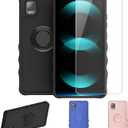 Koobee K100 Case Compatible with Ans Koobee K100 Phone Case SL004T Case Cover [with Tempered Glass Screen Protector][ 2MM Thickening Super Protection][Ring Support] Black
