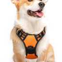 Eagloo Dog Harness Medium Sized Dog, No Pull Service Vest with Reflective Strips and Control Handle, Adjustable and Comfortable for Walking, No Choke Pet Harness with 2 Metal Rings, Orange, M