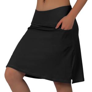 beroy Skorts Skirts for Women,20" Knee Length Skirted for Women,Athletic Skirt with Shorts (Black)