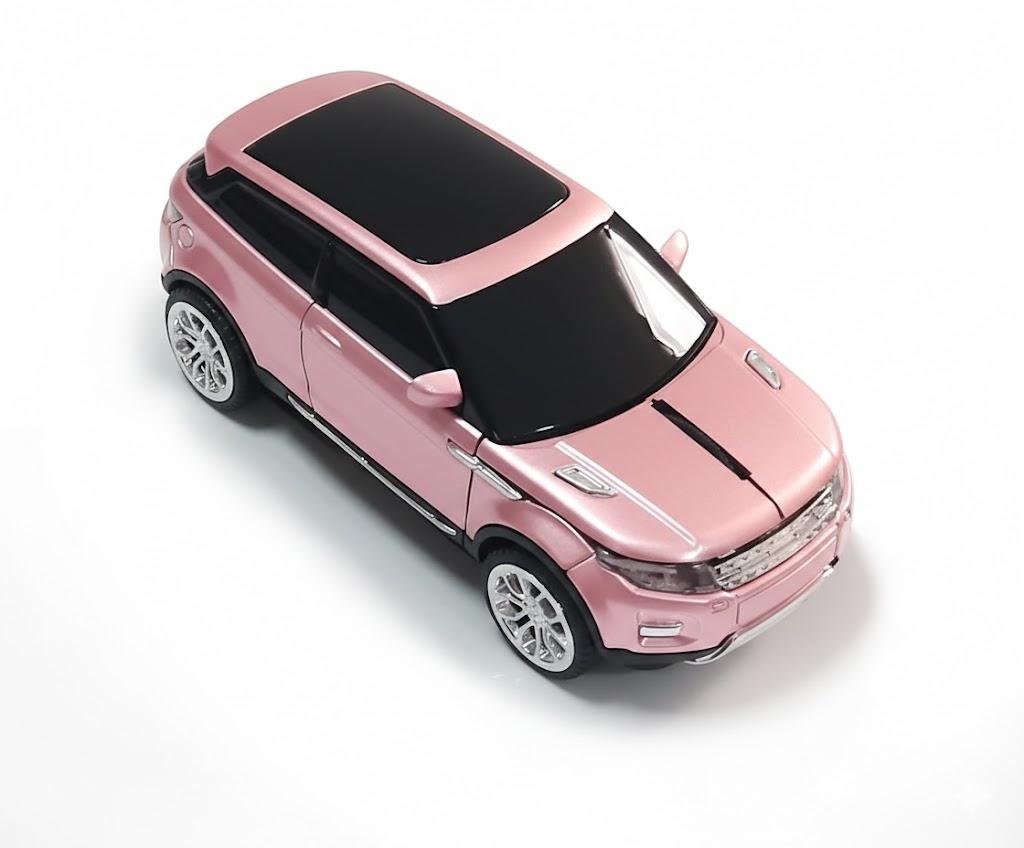 Wireless Car Mouse, Cool SUV Car Shaped Mice, 1600 DPI, 3D, 2.4Ghz, USB Receiver, Headlights with LED Blue Light, for Computer Laptop (L-Pink)