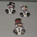 3 Pcs Winter Snowman Wooden Table Decorations Centerpiece Block Holiday Wood White and Black Winter Snowman Tiered Tray Tabletop Sign for Office Dining Room Mantle Party Supplies Home