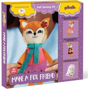 qollorette Felt Sewing Kit for Children, Make Your Own Fox Toy, Kids' Craft Kit - Make A Friend Sew Kit - Beginner Sewing Kit for Kids, Learn to Sew & Play, Fox