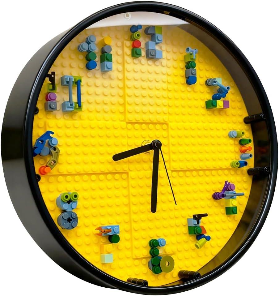 Kids' Creative STEM Educational Building Block Toy, Building Block Display Case, Fun Assembly Toy for Boys Aged 7 8, DIY Building Block Wall Clock, Craft Kit Set Birthday Gift for Kids Aged 9 10 12