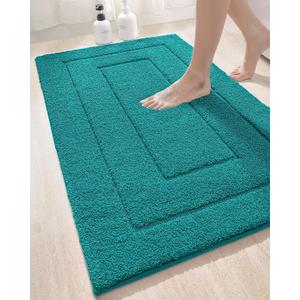 DEXI Bathroom Rug 43x24 Inch, Non Slip Washable Bath Mat for Shower Floor, Extra Large Absorbent Soft Bathmat with Rubber Backing, Quick Dry Microfiber Carpet, Teal
