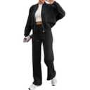 KESHEYOUXUAN Women's Two Piece Tracksuit, Lounge Sets for Women 2025 Sweatsuit 2 Piece Outfits Sweatshirt ，workout sets for women (US, Alpha, Size XXL, Regular, Regular, black)