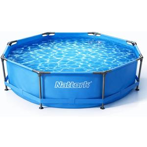 Nattork Above Ground Pool 10' x 30" Framed Swimming Pools, Outdoor Backyard Pool Round Family Pool Set Easy-Install Upgraded T-Pipe 1200 Gallon Pool Backyard Pool