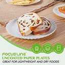 FOCUSLINE 7 Inch White Paper Plates, Uncoated Paper Plate, Everyday Disposable Dessert Plates 7" Plate Bulk, Pack of 500 Count
