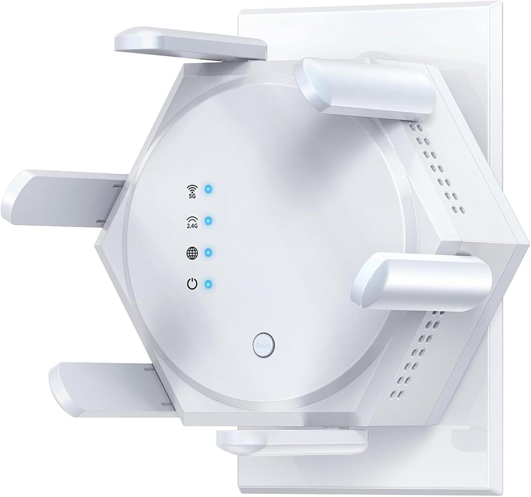 1200Mbps Dual Band WiFi Repeater, 5GHz&2.4GHz WiFi Extender Signal Booster