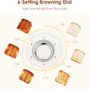 Roter Mond 2 Slice Toaster Retro Stainless Steel with Bagel, Cancel, and Defrost Functions, 6 Bread Shade Settings, Extra Wide Slots and Removable Crumb Tray, Cream