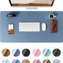 YSAGi Leather Desk Protector, Office Mat, Large Mouse Mat, Non-Slip PU Leather Blotter, Laptop Desk, Waterproof Writing Pad for Office and Home (Blue, 23.6" x 13.8")