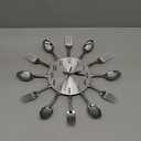 Timelike Kitchen Wall Clock, 3D Removable Modern Creative Cutlery Kitchen Spoon Fork Wall Clock Mirror Wall Decal Wall Sticker Room Home Decoration