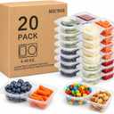 Snack Pack Containers, Reusable 2 Compartment Condiment Containers with Lids, Ideal for On-the-Go Mini Sauce Boxes & Snack Prep Containers for Kids and Adults, BPA-Free