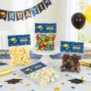 100 Sets Graduation Candy Bags with Congrats Grad Tags and Stapler Graduation Cellophane Cookie Treat Bags for Class of 2026 Grad End of Year School Classroom Party Supplies(Blue)