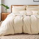 NEXHOME PRO Duvet Cover Set King Size Linen Look Textured Organic Natural 100% Washed Cotton Duvet Cover 3 Pieces Bedding Set with Zipper (No Comforter)