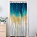 JAWO Abstract Teal Blue Shower Curtain, Lake Blue Boho Ombre Minimalist Chic Art Shower Curtains, Modern Neutral Contemporary Striped Brush Strokes Tan Art Waterproof Bathroom Curtain with 12 Hooks (47"W x 64"L (Pack of 1))