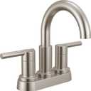Delta Nicoli Centerset Brushed Nickel Bathroom Faucet with Sprayer, 4 Inch 3 Hole Bathroom Sink Faucet with Pull Out Sprayer, Push-Pop Drain, Stainless 25749LF-SS