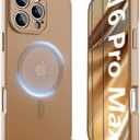 YFEMLAZ Magnetic for iPhone 16 Pro Max Case,with Screen Protectors X2,Full Camera Protection,Compatible with MagSafe,Translucent Matte,Anti-FingerprintShockproof Protective Phone Case,6.9",Brown