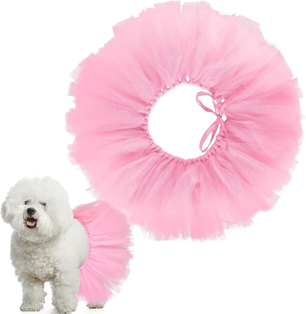 Dog Tutu Tulle Tutu for Dogs Small Large Medium Puppy Dress Ballerina Costume Skirt for Holiday Puppy Cats Bunny Pet Outfit Birthday Wedding Party Photo Prop Supplies(Pink)
