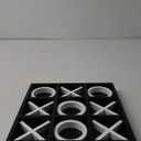 FUIN Wood Tic Tac Toe Decorative Board Game Set for Coffee Table Decor, 12" x 12", Black and White