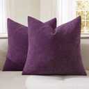 MIULEE Plum Purple Couch Pillow Covers 18x18 Inch, Set of 2 Soft Chenille Decorative Square Throw Pillow Covers Farmhouse for Sofa Living Room Bed
