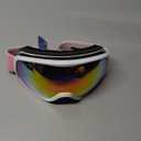 Ski Goggles Snowboard Goggles for Men Women Adults Youth,Over Glasses OTG/100% UV Protection/Anti-fog/Wide Vision (A06-white/Revo Pink(vlt 46%))