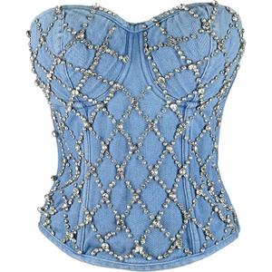 ELLACCI PU Leather Bustier Crop Top Gothic Punk Push Up Women's Corset Top Bra Black (Medium)