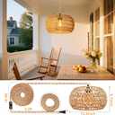 Hanging Lamps Rattan Pendant Light Hanging Lights 16.4ft Plug in Cord Pendant Light Fixture Plug Into Wall Outlet Pendant Lighting with On Off Switch for Bedroom Living