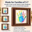 Family Handprint Frame Kit, Dual Rotating Photo & Handprint Display, DIY Keepsake Craft with Wooden Frame, Non-Toxic Paints, Baby Hand & Footprint Kit, Gift for Grandparents & New Parents (Brown), Dual Spin - Handprint & photo