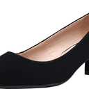 DREAM PAIRS Womens Chunky Low Block Heels Closed Toe Dress Pumps Shoes (8, Black/Nubuck/Pu)